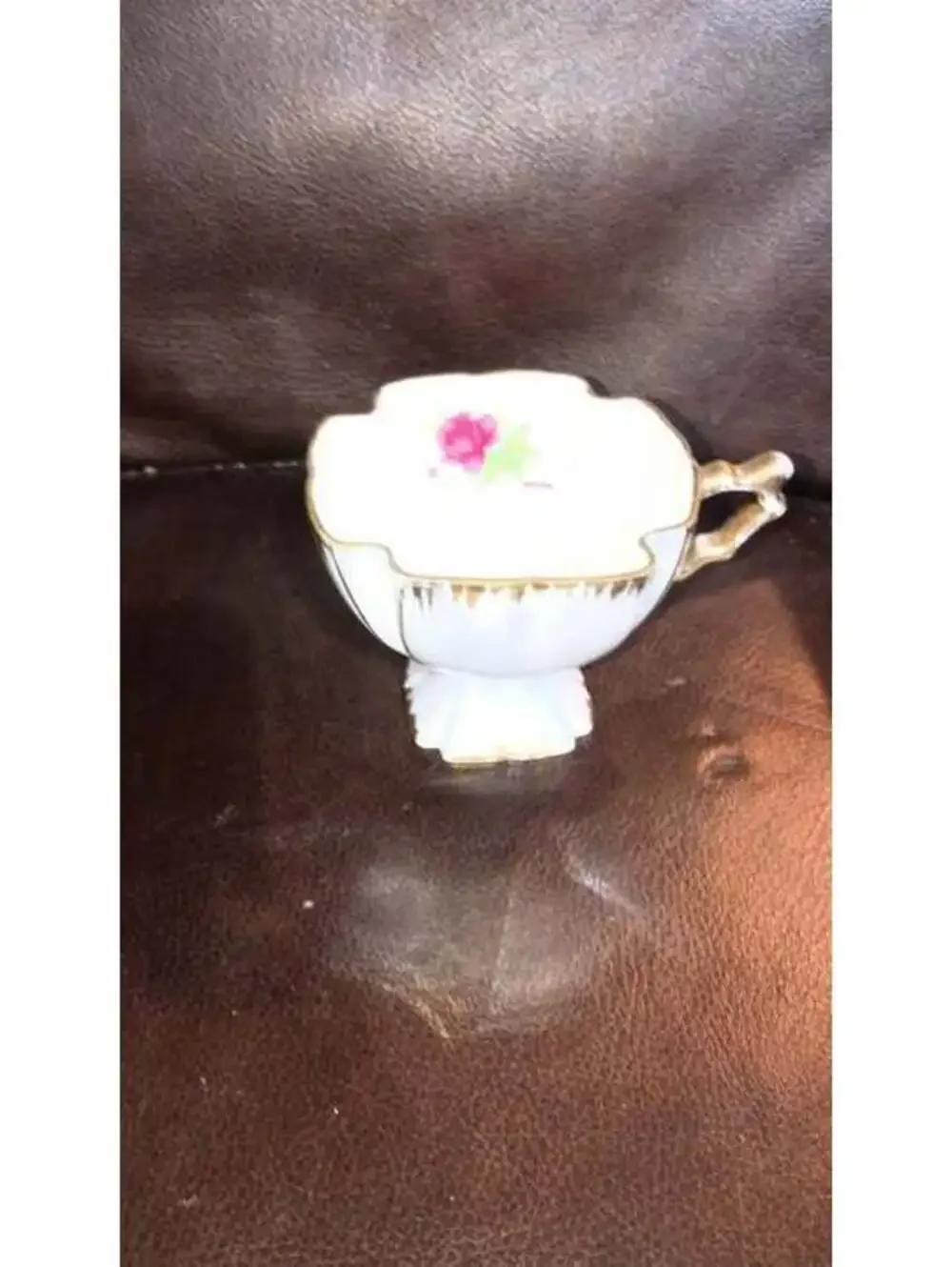 Vintage Style White Porcelain Teacup with Pink Floral Design - New Without Tags